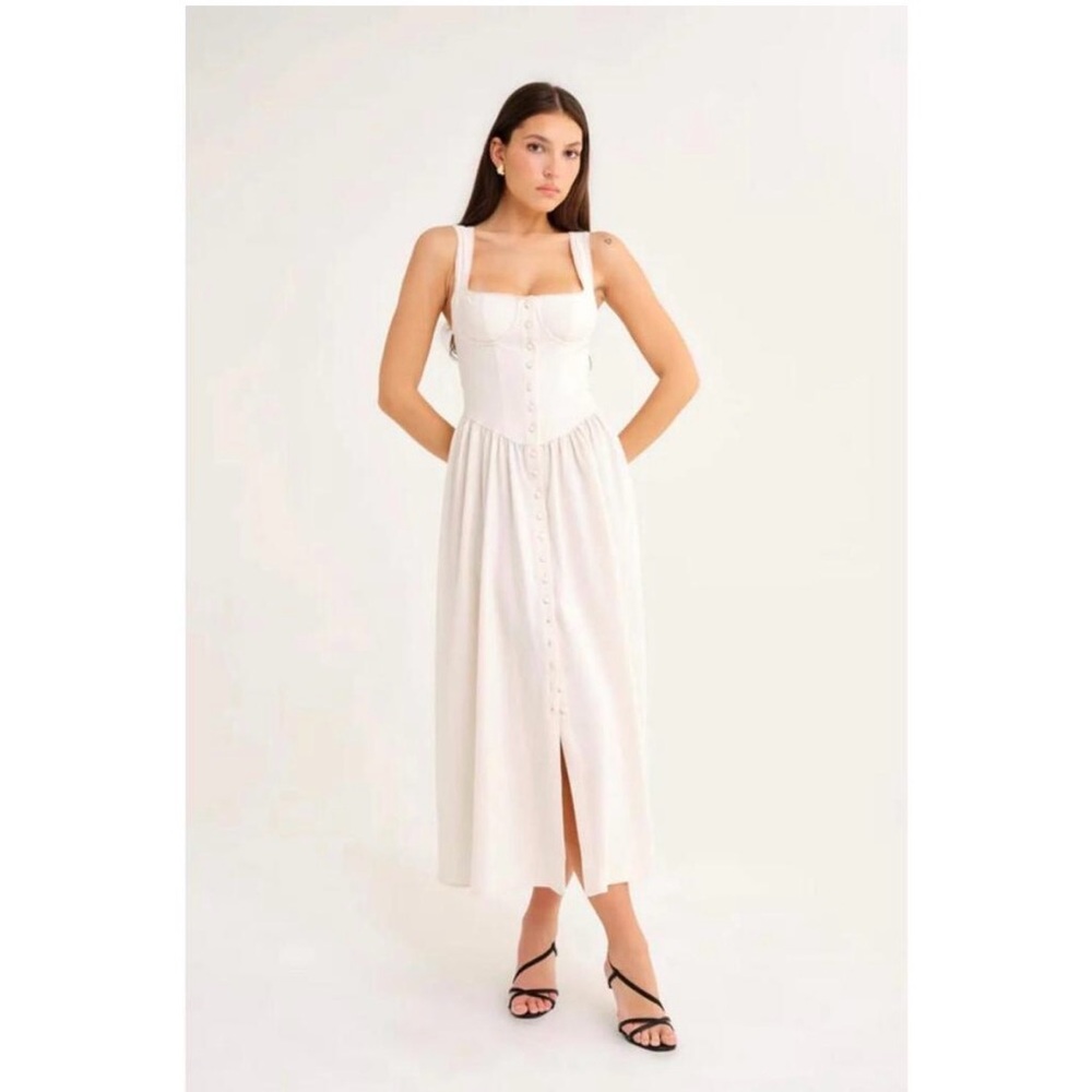 NWT Rumored Antonette Midi Dress in Cream, XS